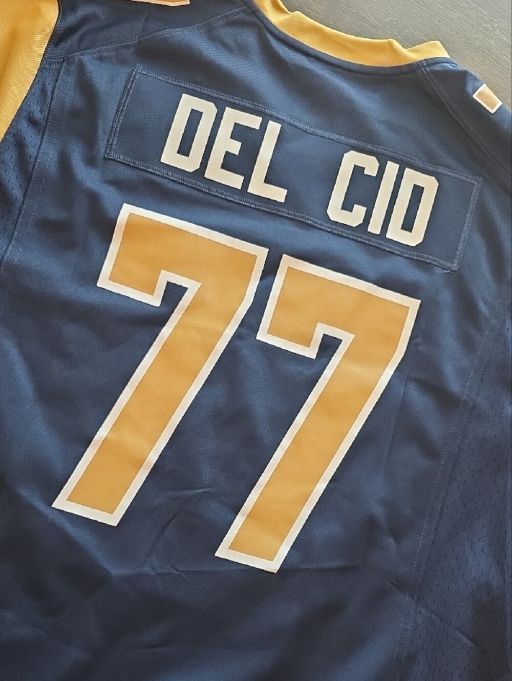 NFL Kids Navy and Gold Rams Football Jersey #77 - Picture 5 of 6